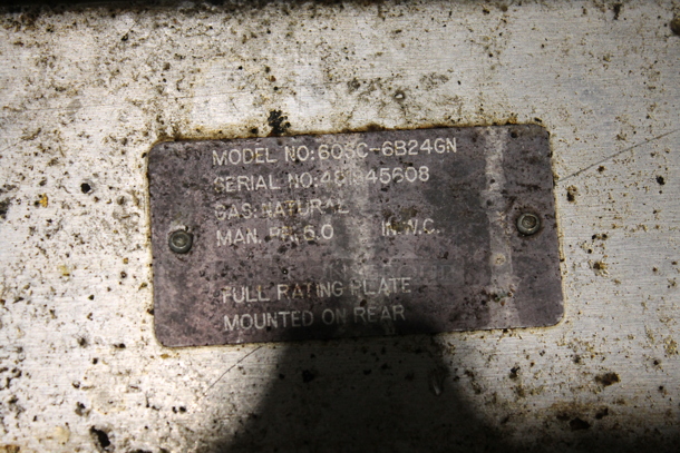 LATE MODEL! Vulcan 60SC-6B24GN Stainless Steel Commercial Natural Gas Powered 6 Burner Range w/ Right Side Flat Top Griddle, Convection Oven, Oven, Over Shelf and Back Splash. - Image 12 of 12