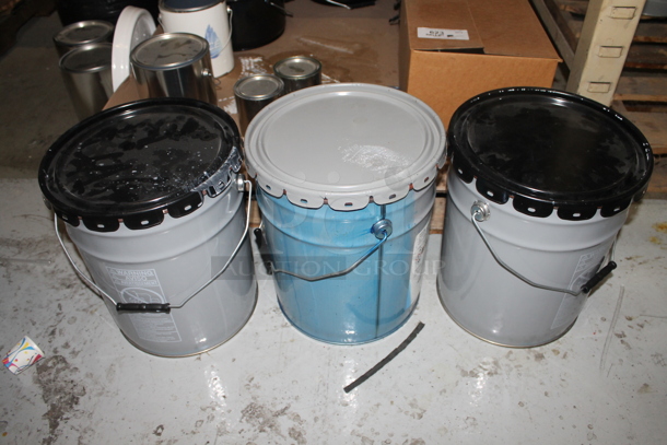 ALL ONE MONEY! PALLET LOT of Various Buckets Including NEW Black Buckets. BUYER MUST REMOVE. - Image 2 of 4
