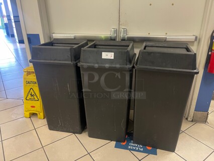 Clean! Commercial Black Large Size Plastic Trash Container NSF 20x20x40