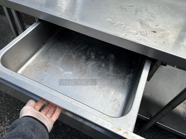 7' Stainless Steel Commercial Table w/ Commercial Can Opener Mount, Drawer, Pot Rack, Over Shelf and Under Shelf. 84x30x89 - Image 5 of 6