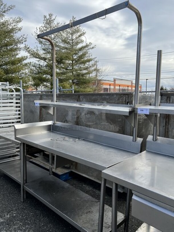 5' Stainless Steel Commercial Table w/  Pot Rack, Over Shelf and Under Shelf. 60x24x89 - Image 6 of 6