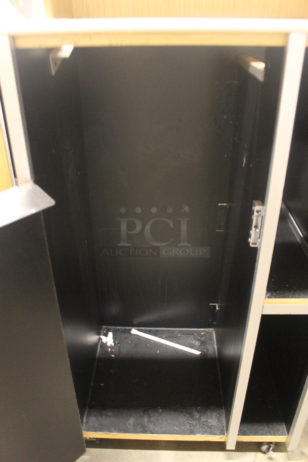 Wood Pattern Trash Can Shell w/ Trash Deposit Hole, Over Shelf and Door.  - Image 5 of 5