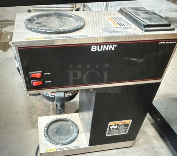 One Bunn Coffee Brewer With Filter Basket. #IVPR. 120 Volt. 16X8X20