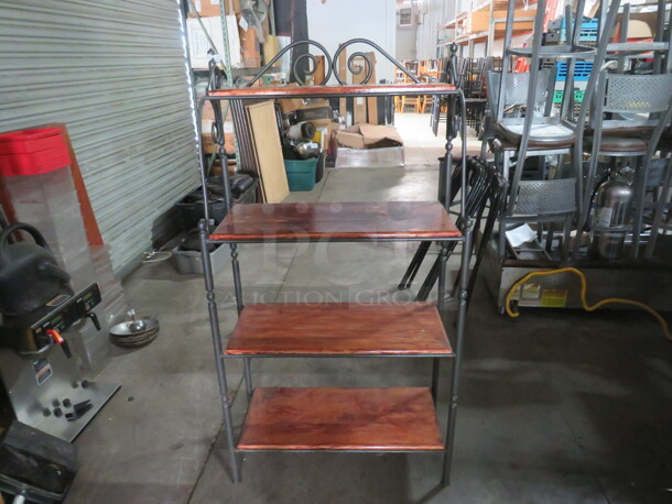 One 4 Shelf Wooden/Metal Bakers Rack. 32X15X60.5 - Image 1 of 2