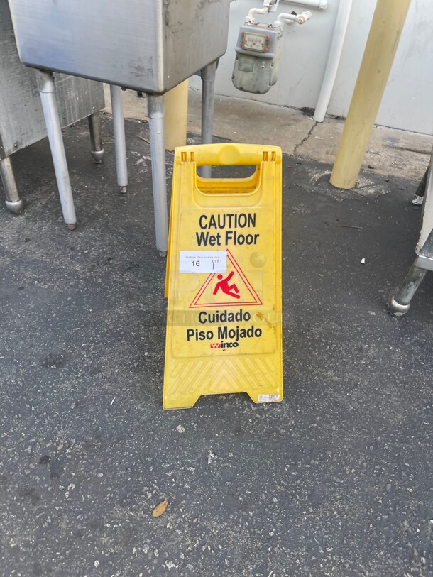 Winco Commercial Wet Floor Yellow Sign  - Image 3 of 5