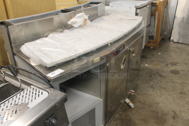 BRAND NEW SCRATCH AND DENT! Sifa Stainless Steel Commercial Work Station w/ 2 Door Cooler and Back Splash. 220-240 Volts.  - Image 2 of 11