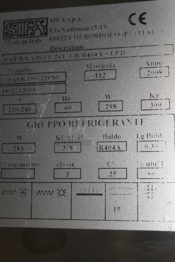 BRAND NEW SCRATCH AND DENT! Sifa Stainless Steel Commercial Work Station w/ 2 Door Cooler and Back Splash. 220-240 Volts.  - Image 10 of 11