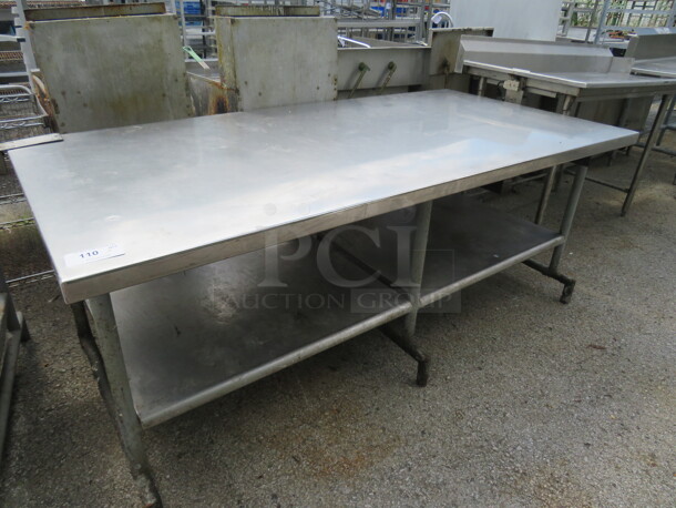 One Stainless Steel Table With Under Shelf. 84X42X33