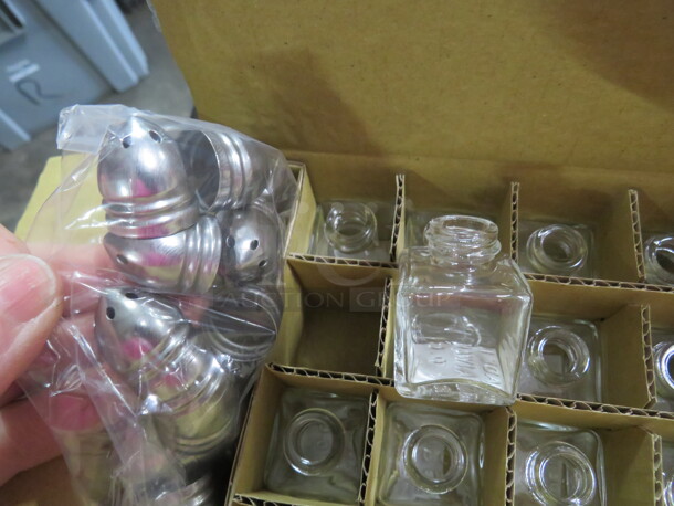 NEW 1-1/2oz Cube Salt/Pepper Shakers.  24 Per Box. 3XBID. 72 TOTAL SHAKERS.