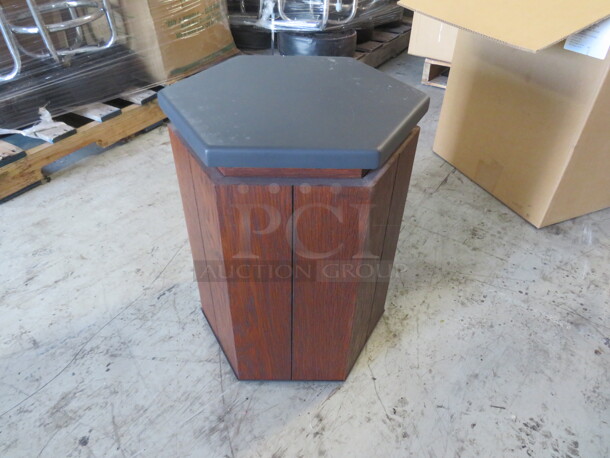 One NEW Starbucks Hexagonal Occasional Table. #34938. 14X14X19.5 - Image 1 of 5
