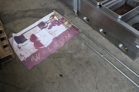Welcome Flag and 2 Metal Poles! 74"