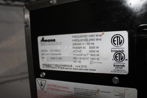 2018 Amana HCC18SD2 Stainless Steel Commercial Countertop Microwave Oven. 208/240 Volts, 1 Phase. - Image 6 of 6