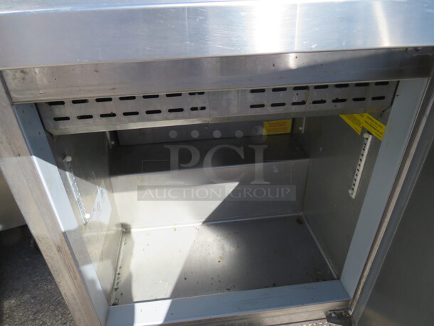 One ASber 1 Door Refrigerated Prep Table On Casters. Model# APTM27-12. 115 Volt. 27X34.5X46.5. - Image 2 of 2