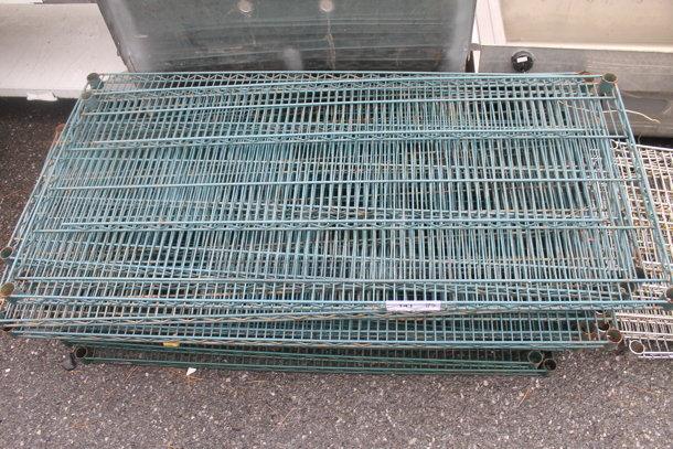 ALL ONE ONEY! Lot of 12 Green Finish Wire Shelves! - Image 1 of 3