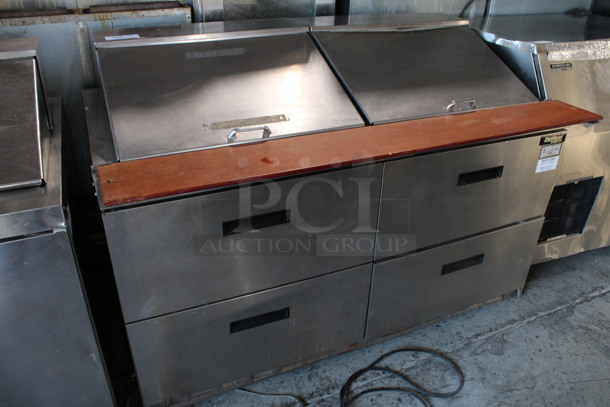 Delfield Model D4460N-24M Stainless Steel Commercial Sandwich Salad Prep Table Bain Marie Mega Top on Commercial Casters. 115 Volts, 1 Phase. 60x36x45. Tested and Working!