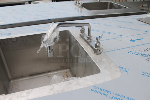 BRAND NEW! Stainless Steel Commercial Table w/ Sink Bay, Faucet, Handles and Under Shelf. - Image 3 of 11