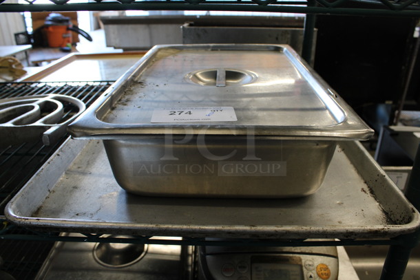 ALL ONE MONEY! Lot of Stainless Steel Full Size Drop In Bin w/ Lid and Metal Full Size Baking Pan! 1/1x4, 18x26x1