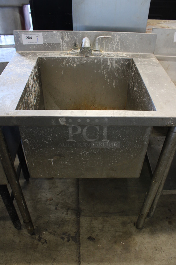 Stainless Steel Commercial Single Bay Sink w/ Faucet and Back Splash. 28x22x38.5