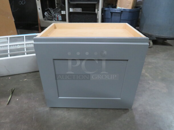 One NEW 1 Door Cabinet,  In A Gray Finish. 18X13X15