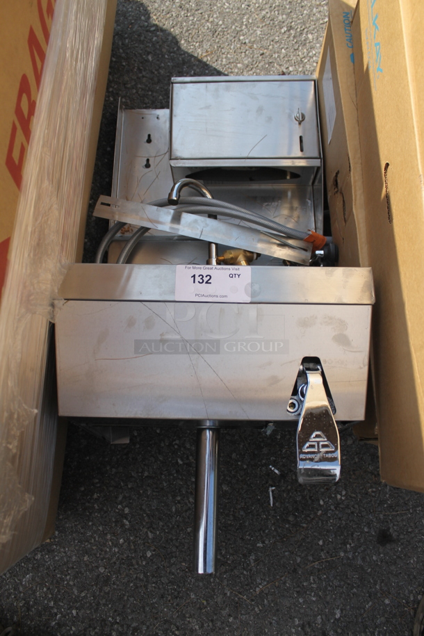 BRAND NEW! Stainless Steel Commercial Single Bay Wall Mount Sink w/ Faucet and Cabinet.