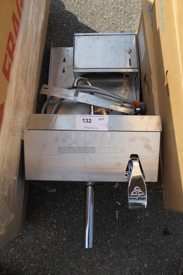 BRAND NEW! Stainless Steel Commercial Single Bay Wall Mount Sink w/ Faucet and Cabinet. - Image 1 of 8