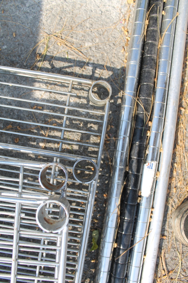 ALL ONE MONEY! Lot of 4 Chrome Finish Wire Shelves and 4 Chrome Finish Poles. Includes 48x24x1.5 - Image 5 of 6