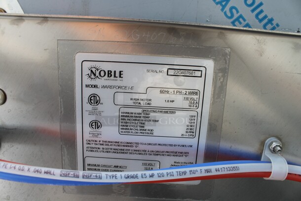 LIKE NEW! USED A FEW TIMES! 2022 Noble Wareforce-I-E Commercial Stainless Steel Single Rack Low-Temperature Door Type Dish Machine. 115V, 1 Phase. - Image 7 of 12