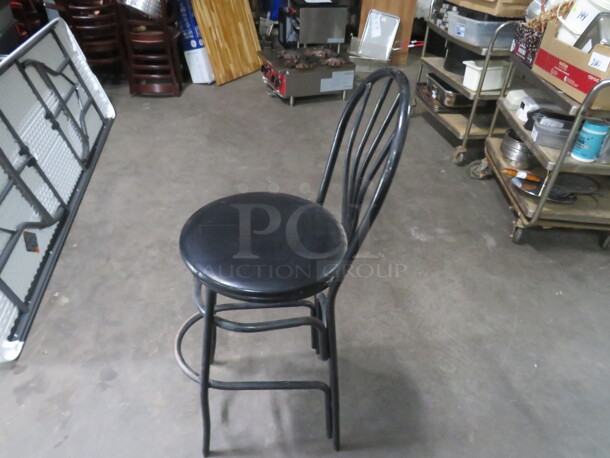 Black Metal Bar Height Chair With Black Cushioned Seat. 2XBID - Image 2 of 3