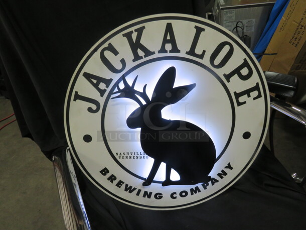 One WORKING Jackalope Brewing  Electric Light. 20 Inch Round. - Image 1 of 1