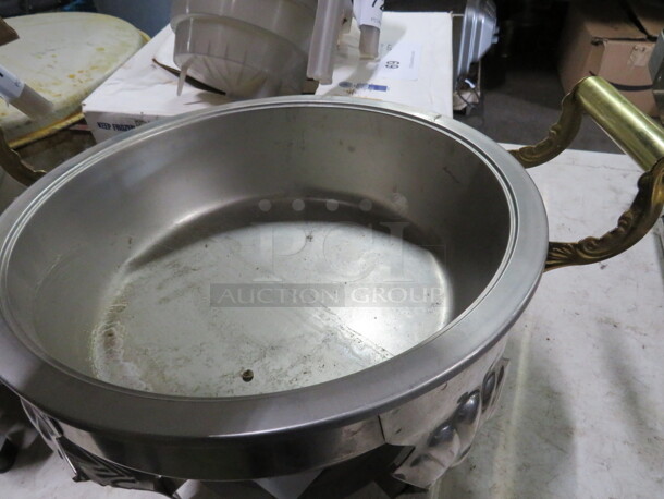 One Stainless Steel Round Chafer With Gold Accents. - Image 2 of 2