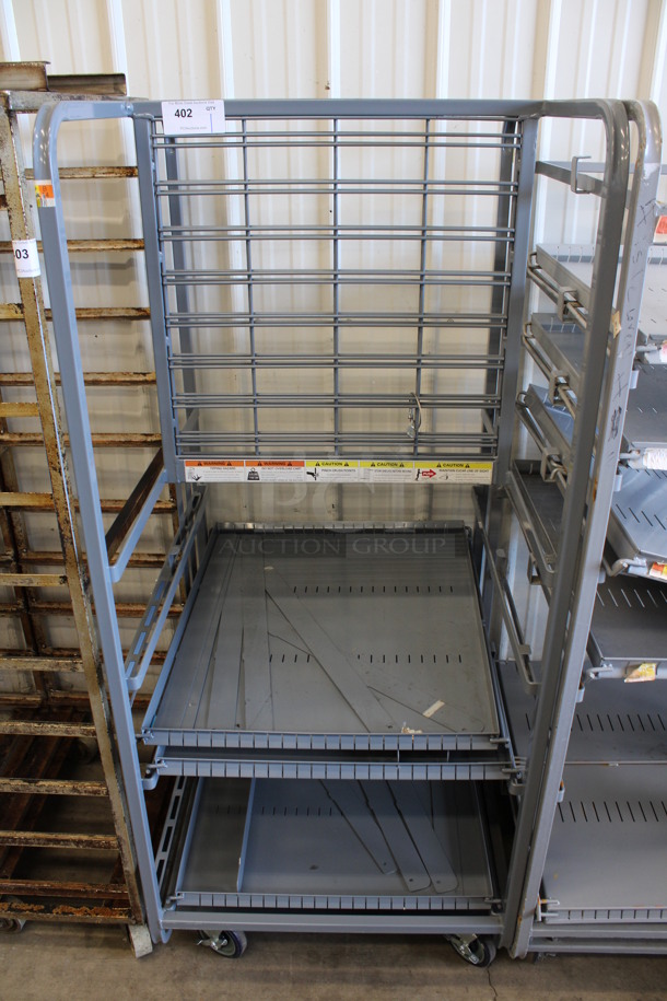 Gray Metal Transport Rack on Commercial Casters. 28.5x32x68