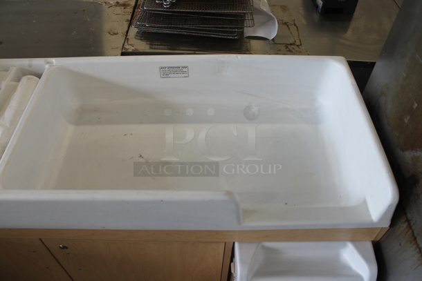 BRAND NEW SCRATCH AND DENT! Wood Pattern Diaper Changing Station w/ Stairs and 2 Doors. - Image 4 of 8