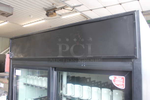 2012 True GDM-45EM-LD ENERGY STAR Metal Commercial 2 Door Reach In Cooler Merchandiser w/ Poly Coated Racks and Drink Sliders. 115 Volts, 1 Phase. Tested and Working! - Image 2 of 10