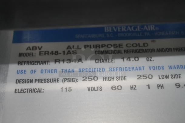 Beverage Air ER48-1AS Stainless Steel Commercial 2 Door Reach In Cooler on Commercial Casters. 115 Volts, 1 Phase. Cannot Test Due To Plug Style - Image 6 of 7