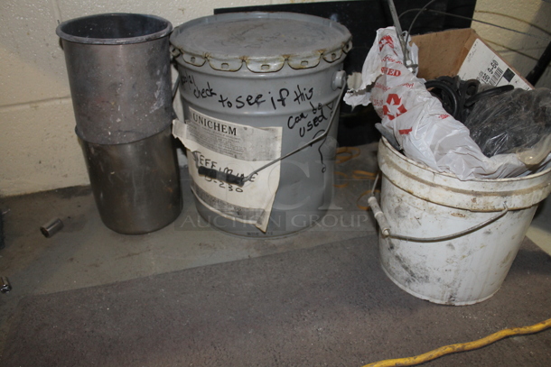 Black Table w/ Contents and Buckets Underneath. BUYER MUST REMOVE. - Image 5 of 6