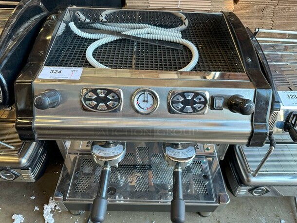 2021 TETIDE/TECNICA Stainless Steel Commercial Countertop 2 Group Espresso Machine w/ 2 Portafilters and Steam Wand. 230 Volts, 1 Phase.  - Image 3 of 5