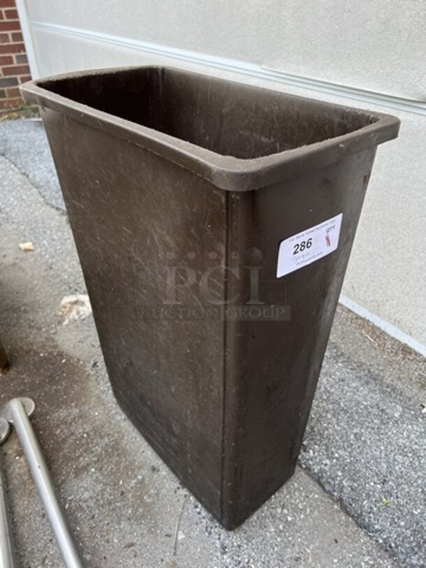 Brown Poly Slim Jim Trash Can. 11x20x30 - Image 2 of 3