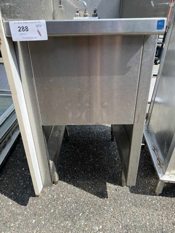 Stainless Steel Single Bay Sink w/ Side Splash Guards, Faucet and Handles. 19x32x46. Bays 10x14x10 - Image 5 of 5