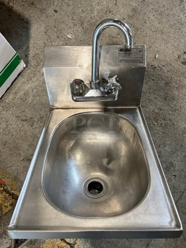 Eagle Model HSAN-10-F Stainless Steel Commercial Single Bay Wall Mount Sink w/ Faucet and Handles. 12x18x15 - Image 3 of 5