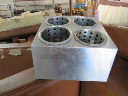 One Stainless Steel 4 Hole Flatware Organizer.