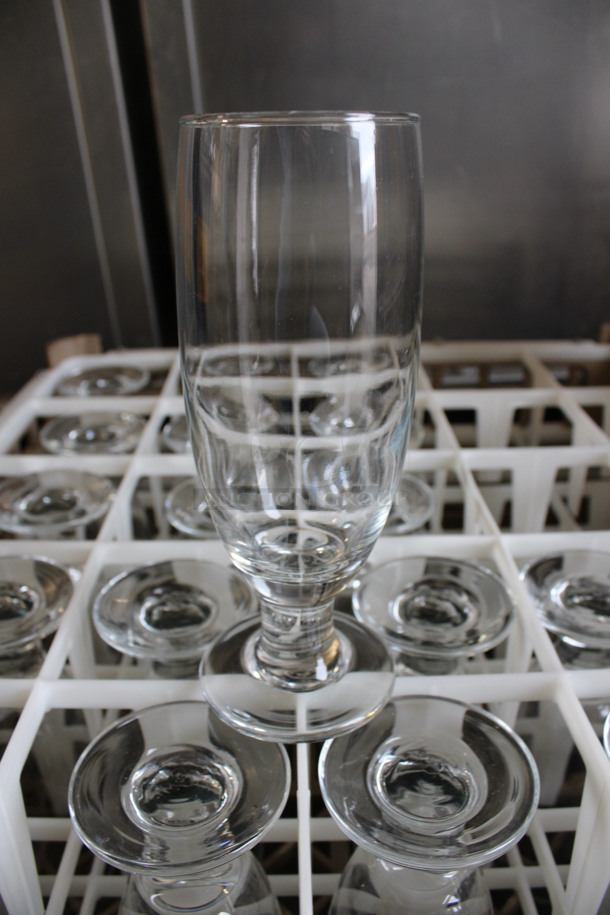 17 Footed Beverage Glasses in Dish Caddy. 3x3x7. 17 Times Your Bid!