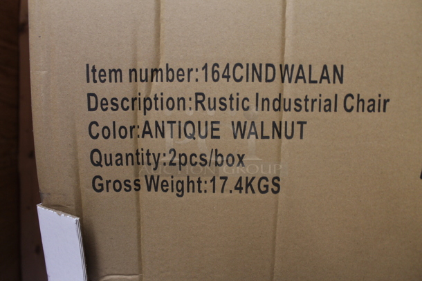 16 BRAND NEW SCRATCH AND DENT! Lancaster Table & Seating 164CINDWALAN Rustic Industrial Dining Side Chair with Antique Walnut Finish. 16 Times Your Bid! - Image 4 of 4