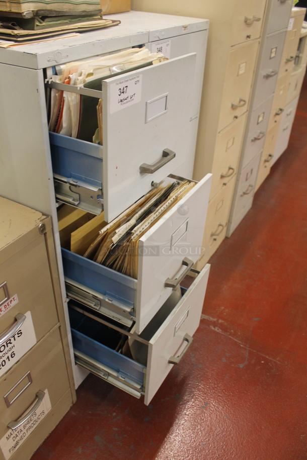 Globe Werner White Metal 3 Drawer Filing Cabinet w/ Contents. BUYER MUST REMOVE. - Image 5 of 7