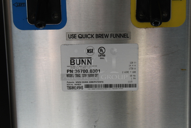 2015 Bunn TB6Q Stainless Steel Commercial Countertop Iced Tea Machine. 120 Volts, 1 Phase. - Image 4 of 4
