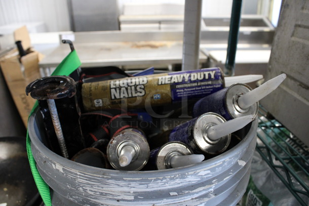 ALL ONE MONEY! Lot of Straps and Liquid Nail Tubes in Gray Poly Bin! - Image 5 of 5