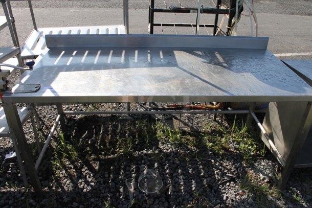 Stainless Steel Commercial Table w/ Mounted Commercial Can Opener and Back Splash. - Image 1 of 4