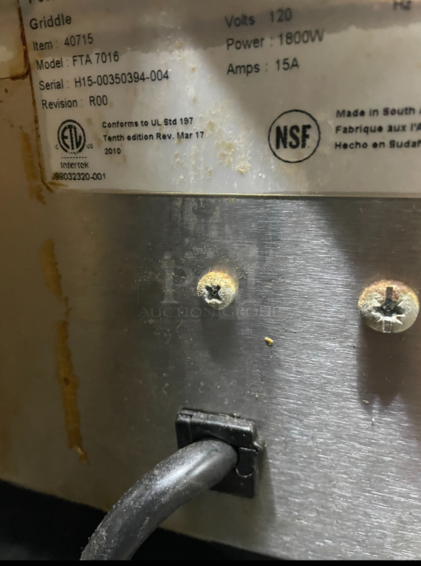 Vollrath 12 inch Electric Gridle/ Like New  - Image 4 of 5