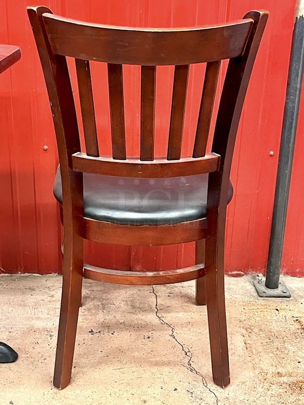PREMIUM! Vertical Wood Slat Restaurant Chair With High Quality Padded Seating, Mahogany Finish. 17x21x30 3x Your Bid - Image 4 of 6