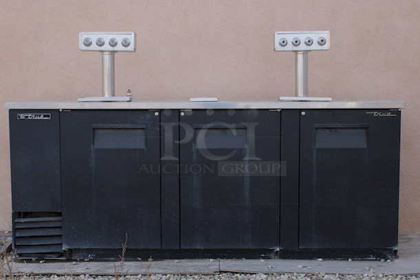 NICE! True Kegerator, 3 Door, Dual T-Box, 8 Tap With Glass Washer. In Working Condition When Removed. Has Been Stored Outside 90-3/8"x27-1/8"x37" - Image 1 of 4