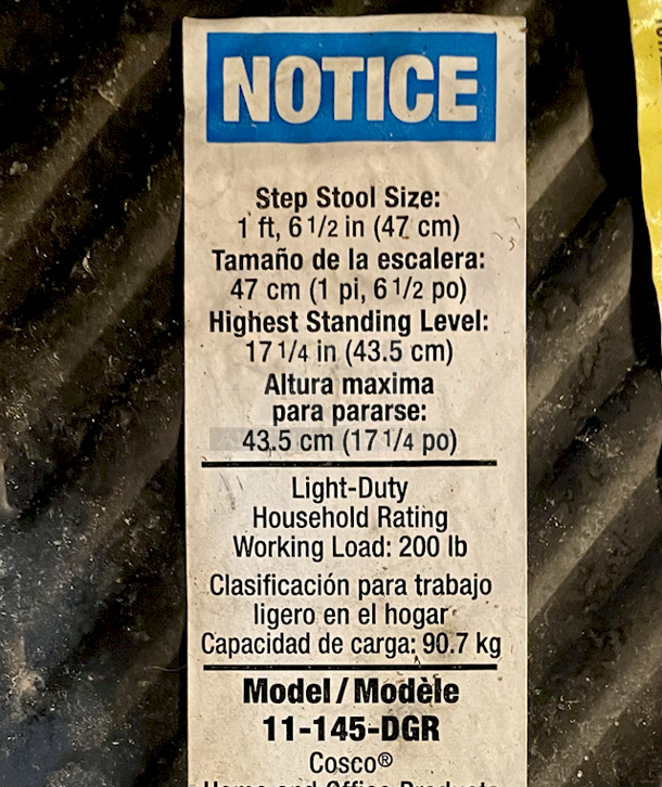 Cosco Model 11-145-DGR Step Stool, 18-1/2" High - Image 5 of 5